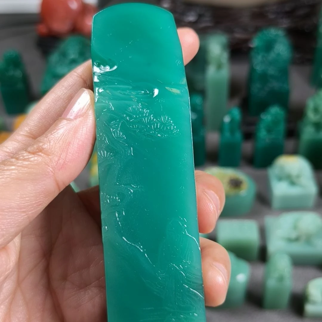 萬***憶印石昌化石雅安绿印章1