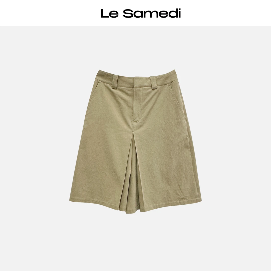 Le Samedi【橡木巴恩】街头cool妹型感斜纹棉小A版工装五分中裤裙裤