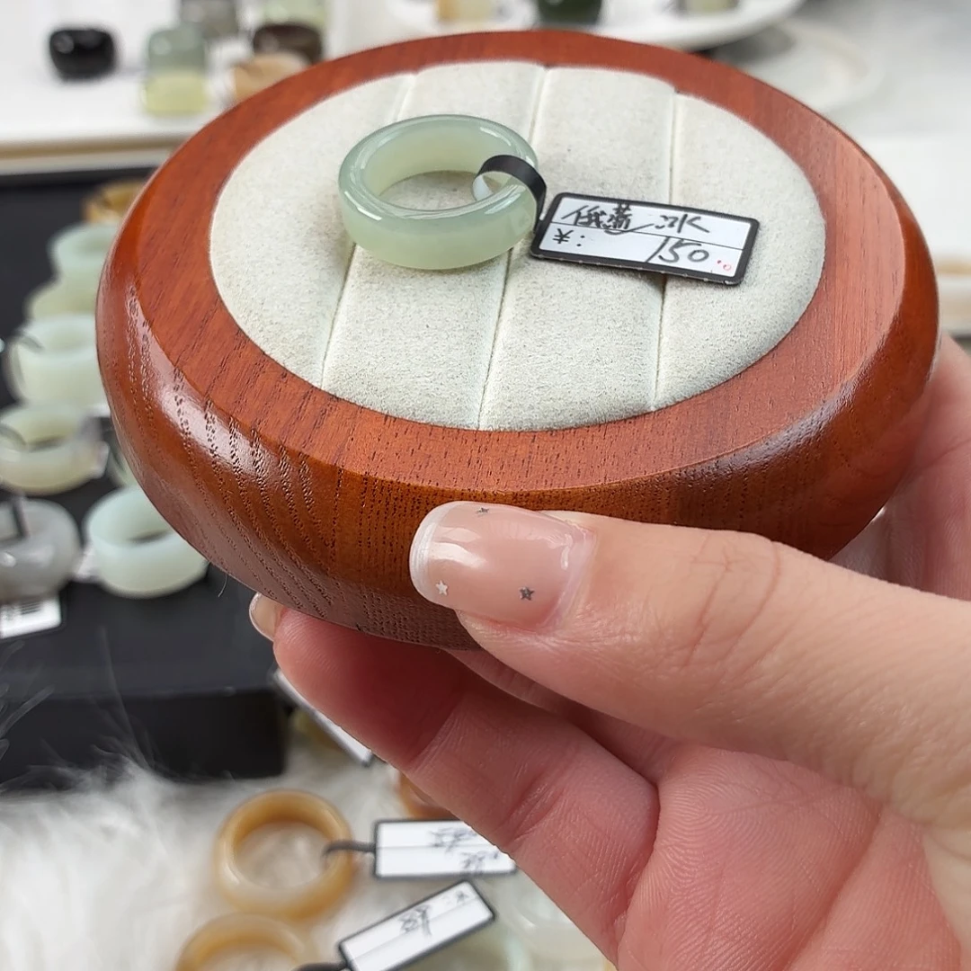 和田玉未镶嵌戒指Q57俄蓝圆切内径17.3