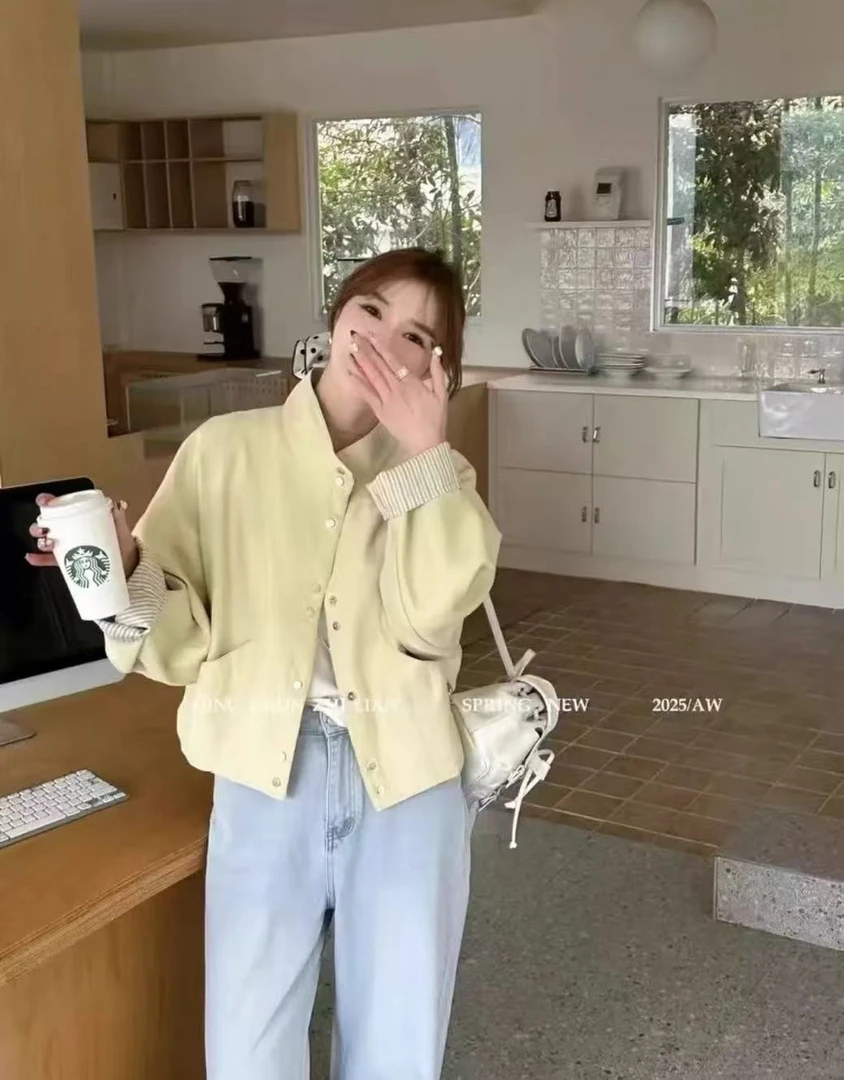 【现货】2025 新款重工立领工装短外套女春秋百搭休闲显瘦夹克上衣