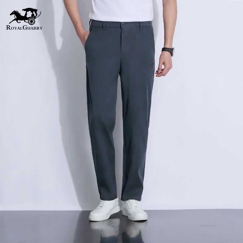 秋季莱赛尔天丝棉时尚男士高腰抗皱宽松休闲裤男裤直筒修身长裤