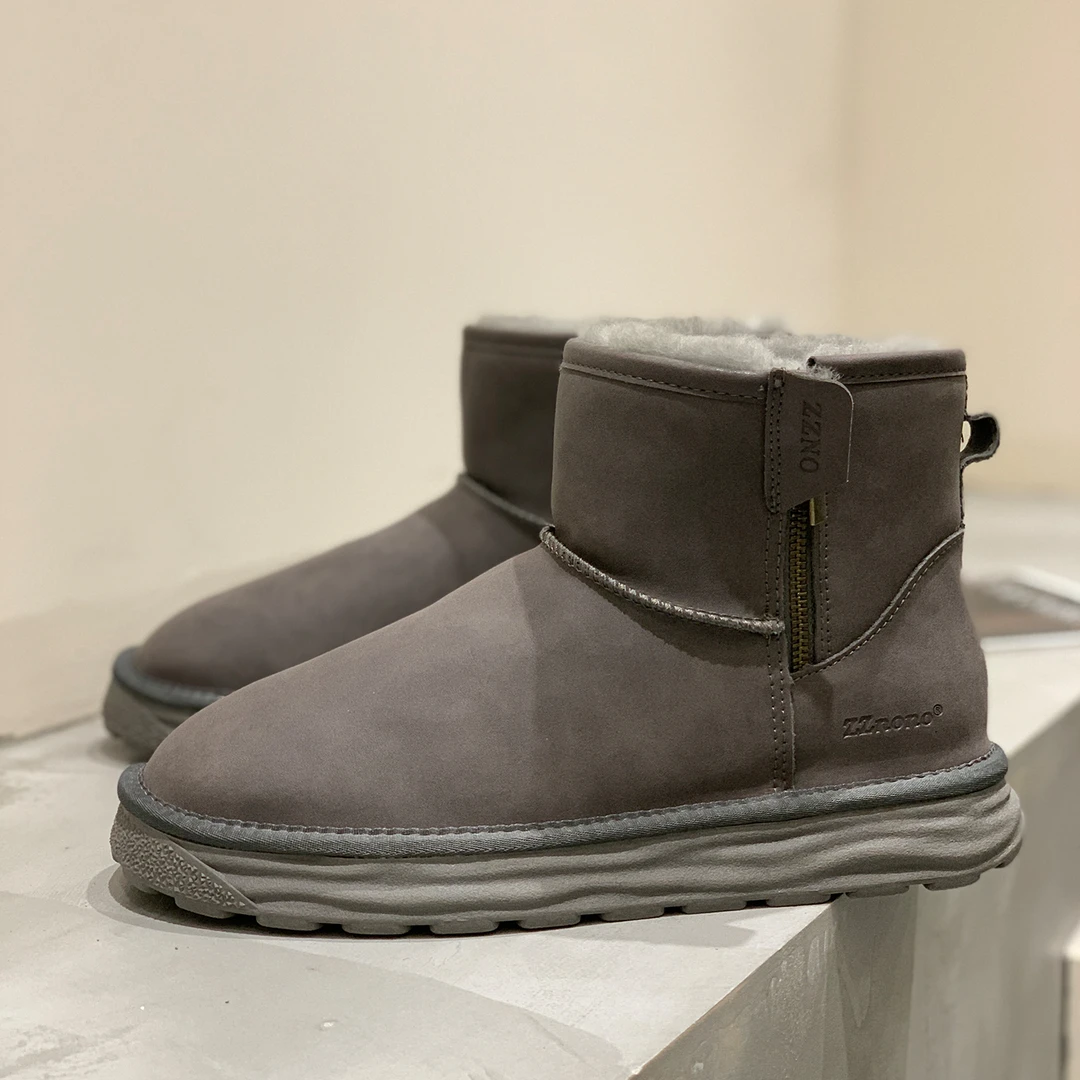 CJ2388皮毛一体雪地靴新款冬季加绒加厚保暖东北大棉鞋男防水防滑