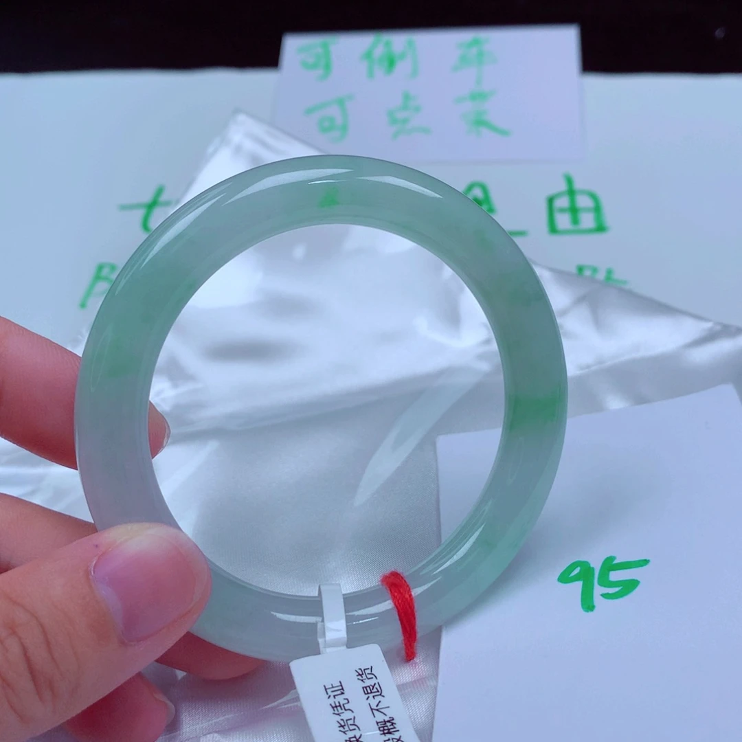 未镶嵌手镯翡翠缅甸天然A货翡翠手镯54.7圆条