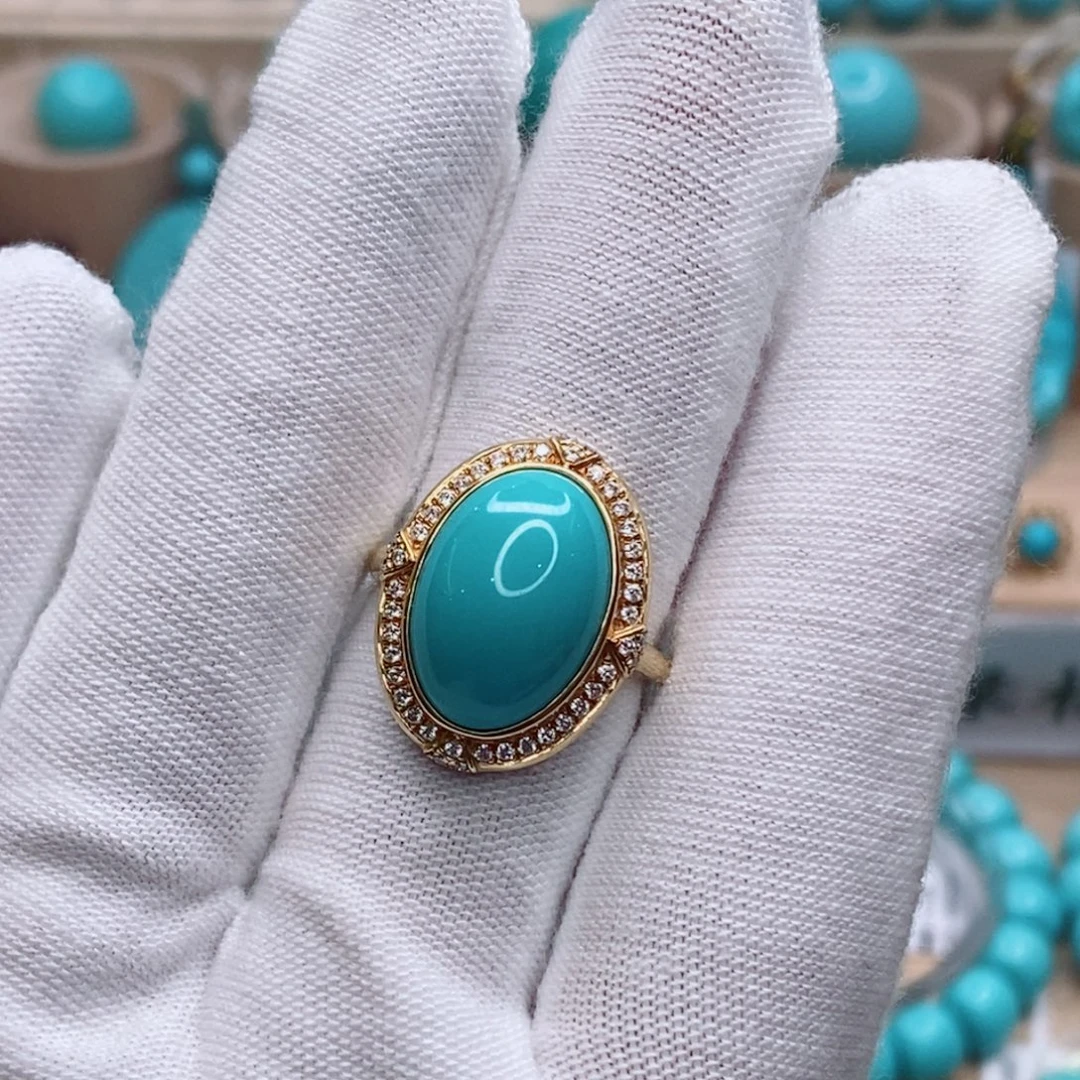 绿松石18K金镶嵌珠宝奇石