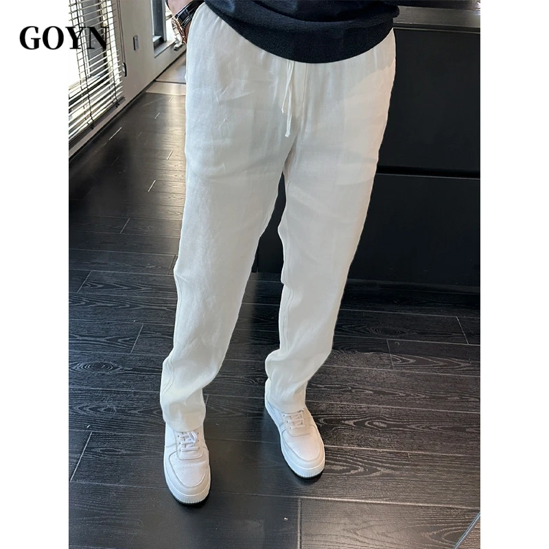 GOYN慵懒风裤子男士夏季宽松透气阔腿裤日系时尚男装直筒休闲长裤