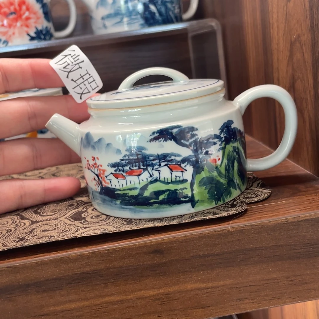 釉下手绘茶具微瑕