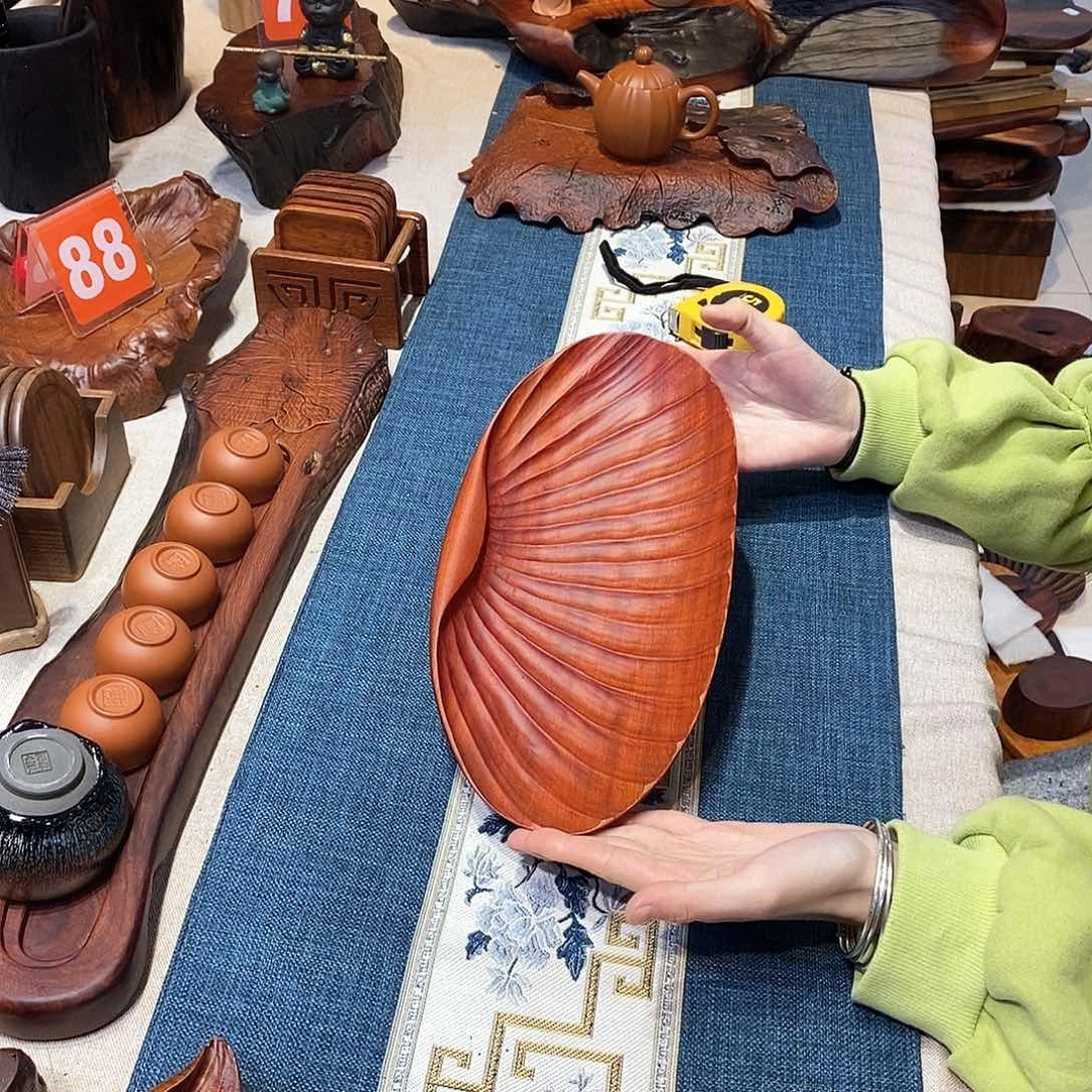 缅甸花梨贝壳果盘