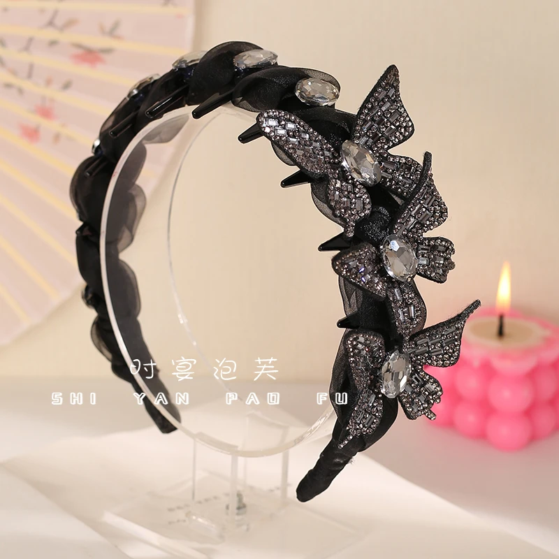 【蝶影翩翩】发箍森系亮片流苏边夹网纱蝴蝶公主风气质百搭头饰发饰