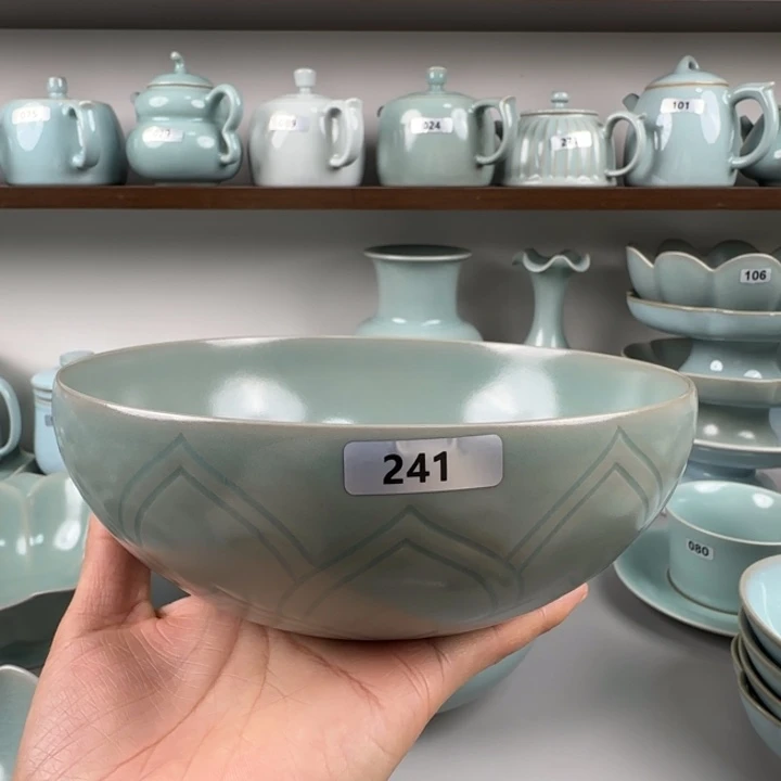 瓷片汝瓷茶洗仿古釉支钉烧241孤品