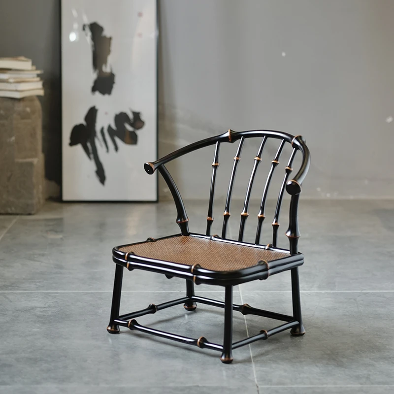 筇竹茶椅 榻榻米茶室家具 迷你手工竹编儿童凳子 靠背椅