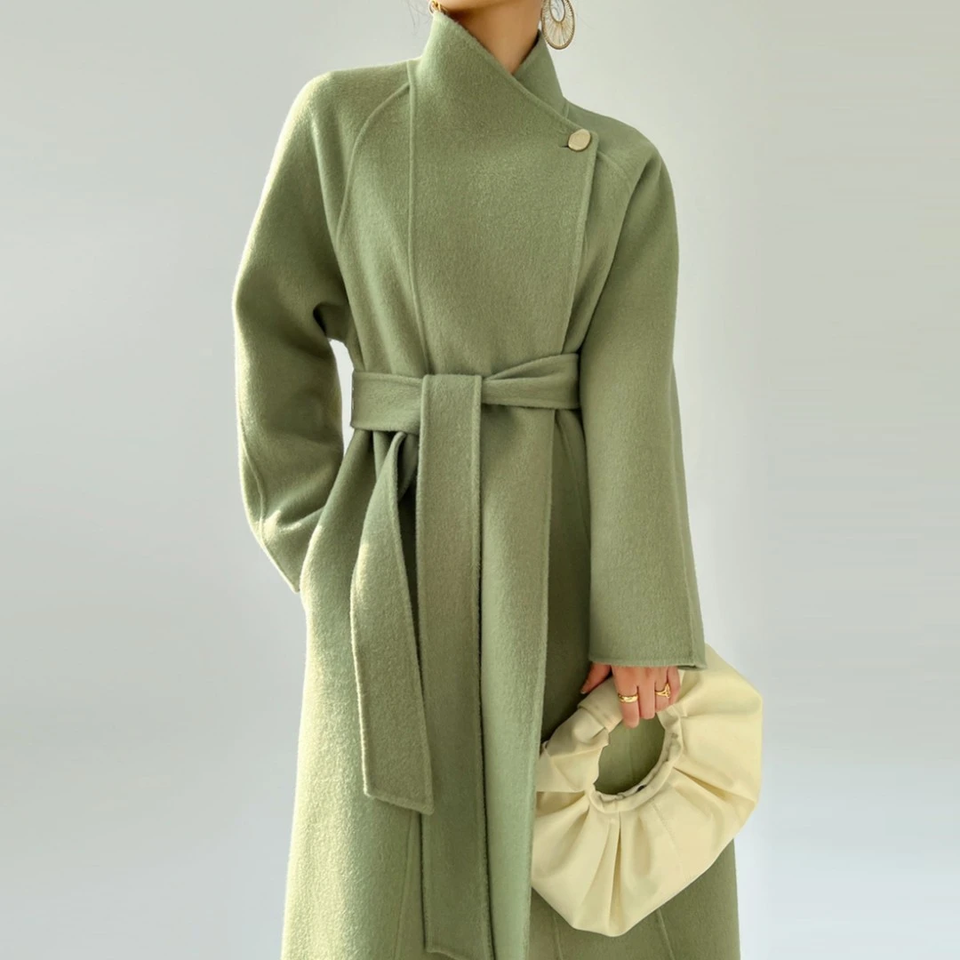 拉夏贝尔/25冬新保暖气质时尚百搭羽绒双面羊毛毛呢外套 7543 LSC