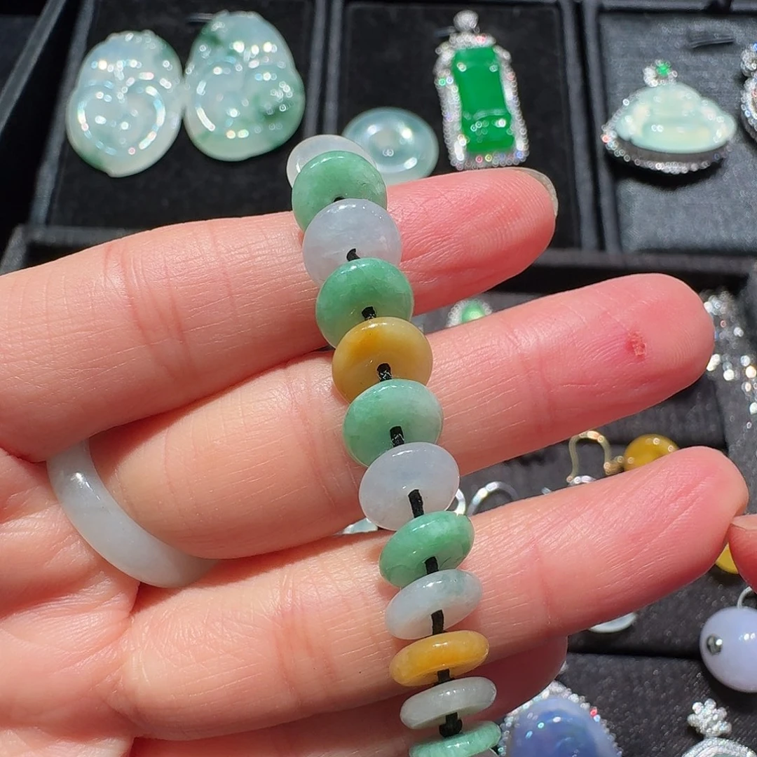 翡翠未镶嵌手绳多宝平安扣手绳