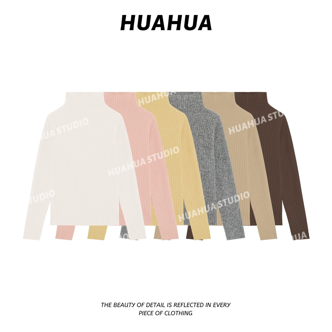 【花花】坑条毛衣~无缝一体全毛坑条打底针织衫女秋冬宽松软糯毛衣