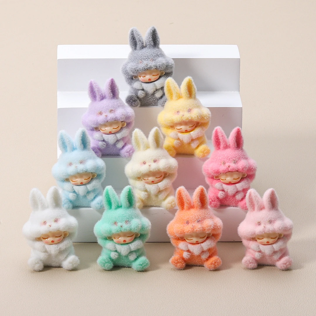 【双许愿+九宫格】可爱植绒云梦小兔diy精致装饰品桌面摆件萌粒
