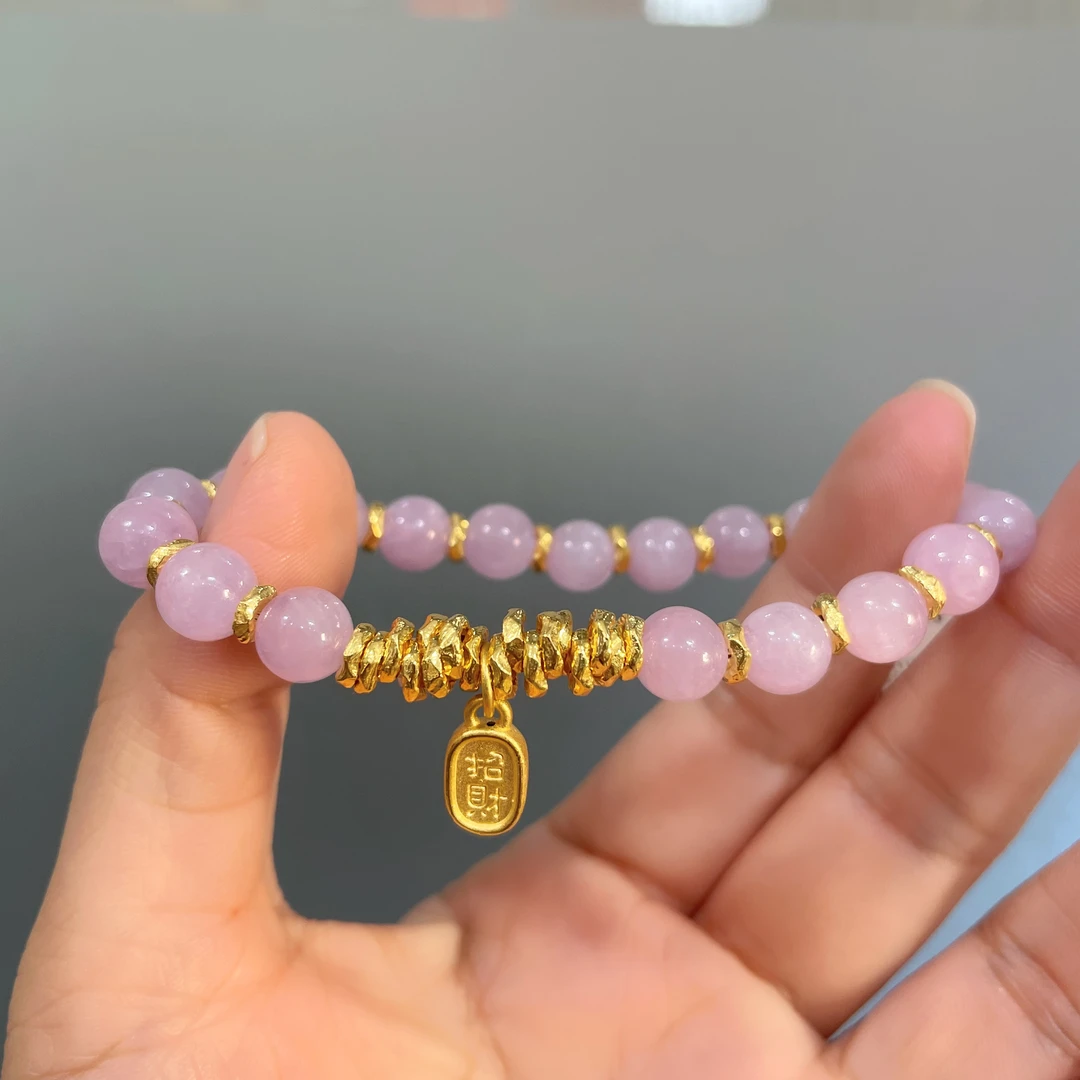 足金纯黄金999整圈盘缠紫色招财纳福配件个性搭配送人礼物贵