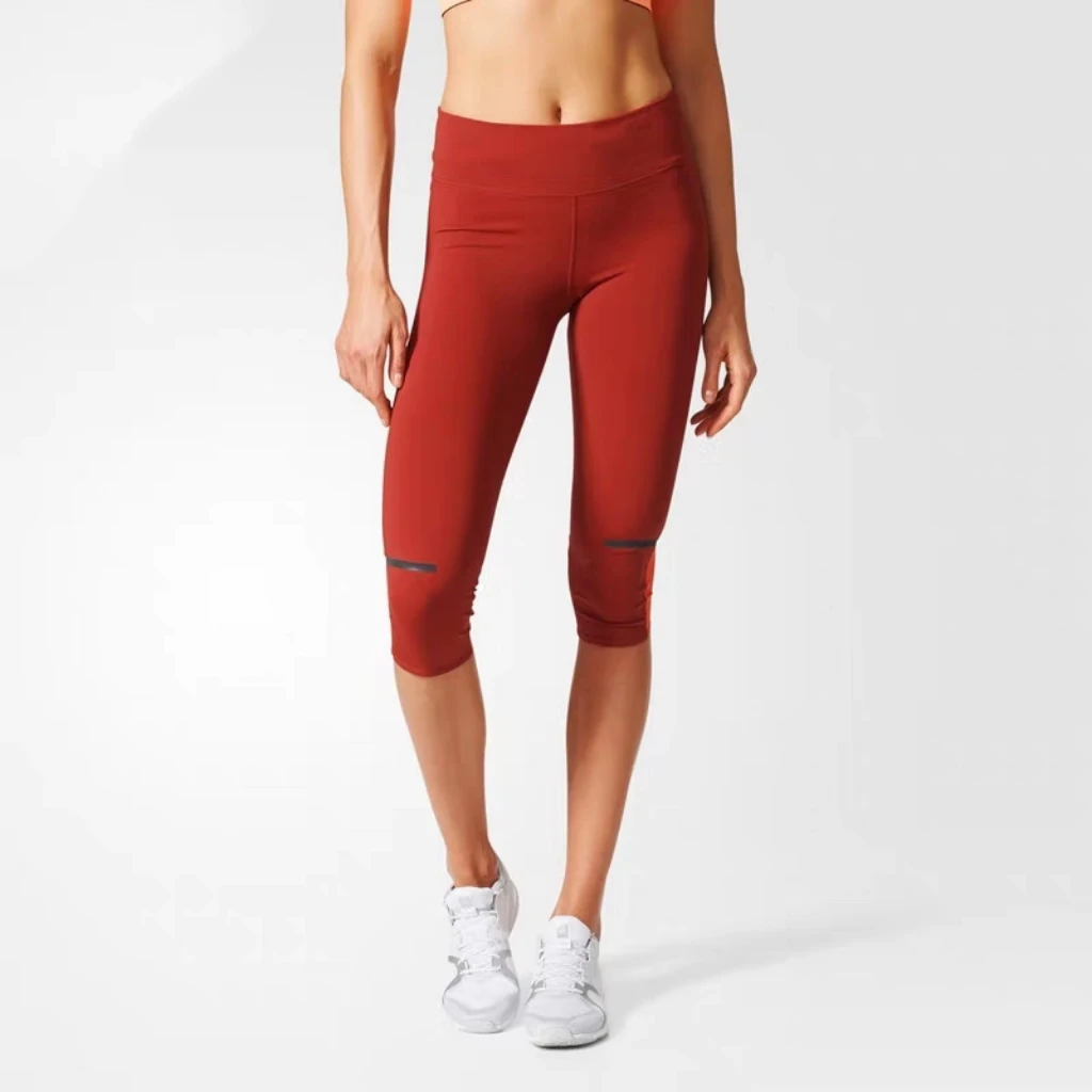 Adidas阿迪达斯女运动训练健身跑步速干瑜伽裤七分紧身裤AZ2930