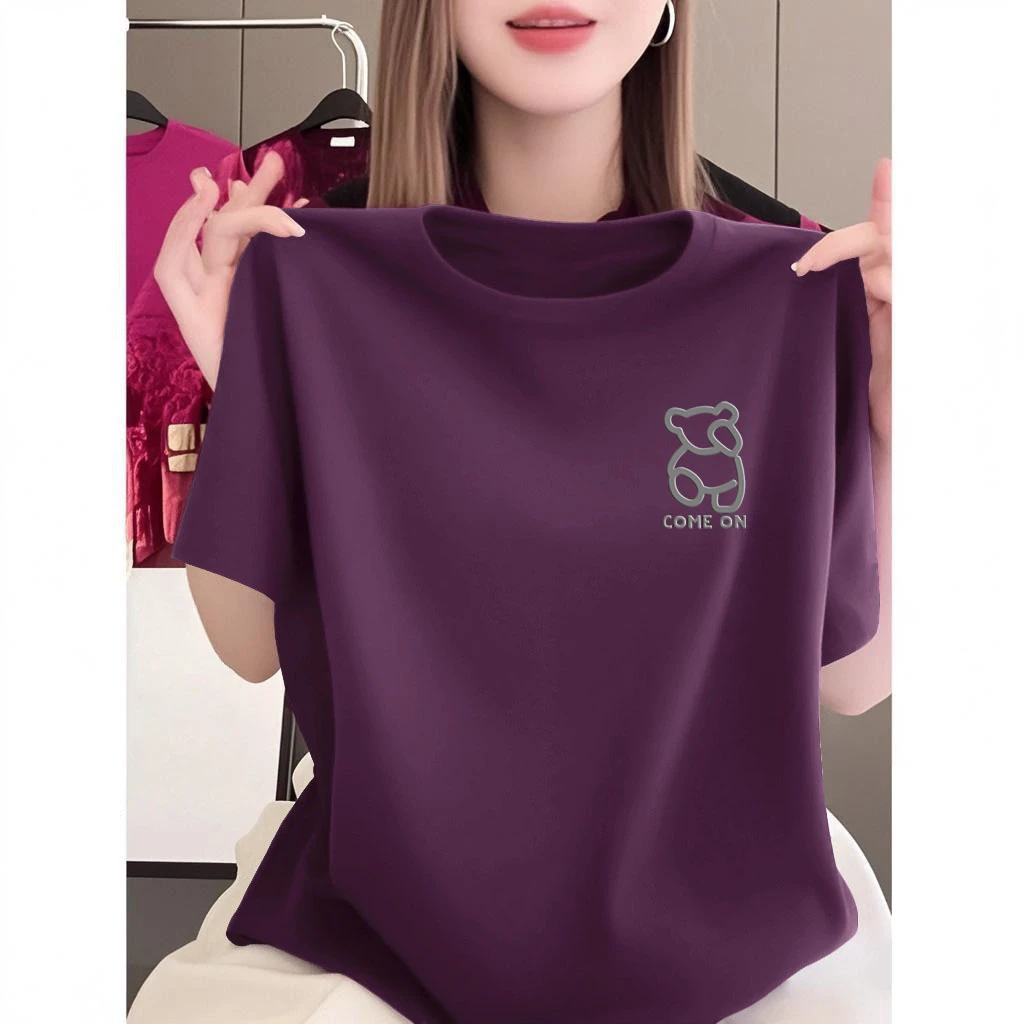 夏季纯棉短袖t恤女2025年新款欧货爆款高级感小众大码显瘦上衣ins