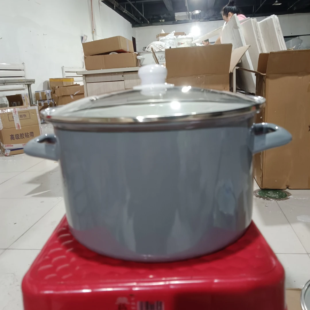 26口径新搪瓷灰色高桶锅瑕疵处理随机发