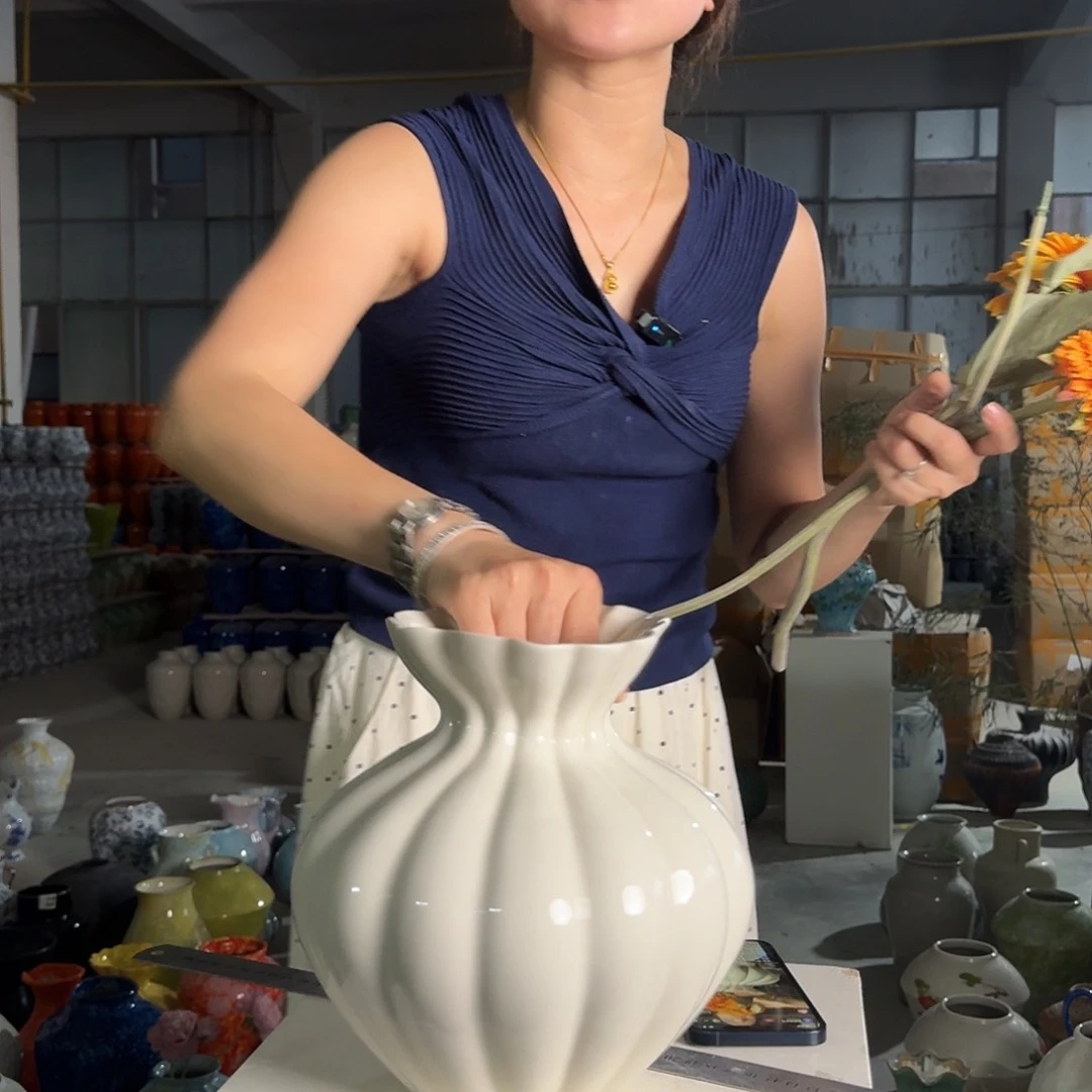 景德镇陶瓷花瓶法式白色大南瓜