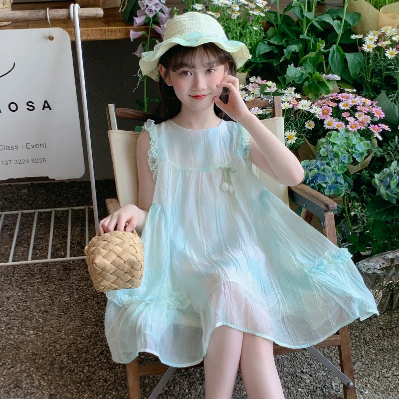 女童连衣裙2025新款夏装儿童洋气时髦好看薄款雪纺公主裙女孩裙子