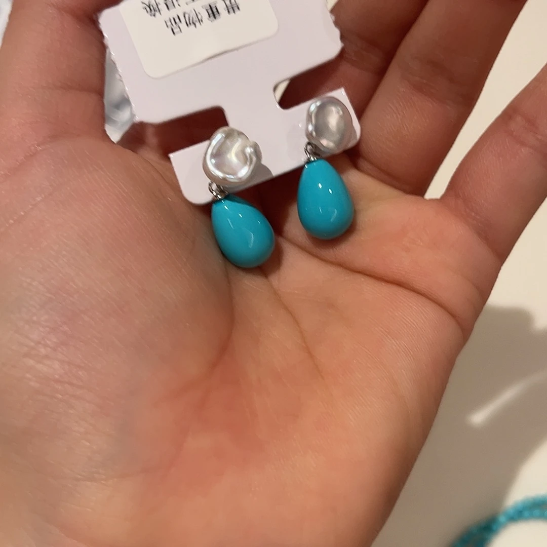 合金淡水珍珠耳饰