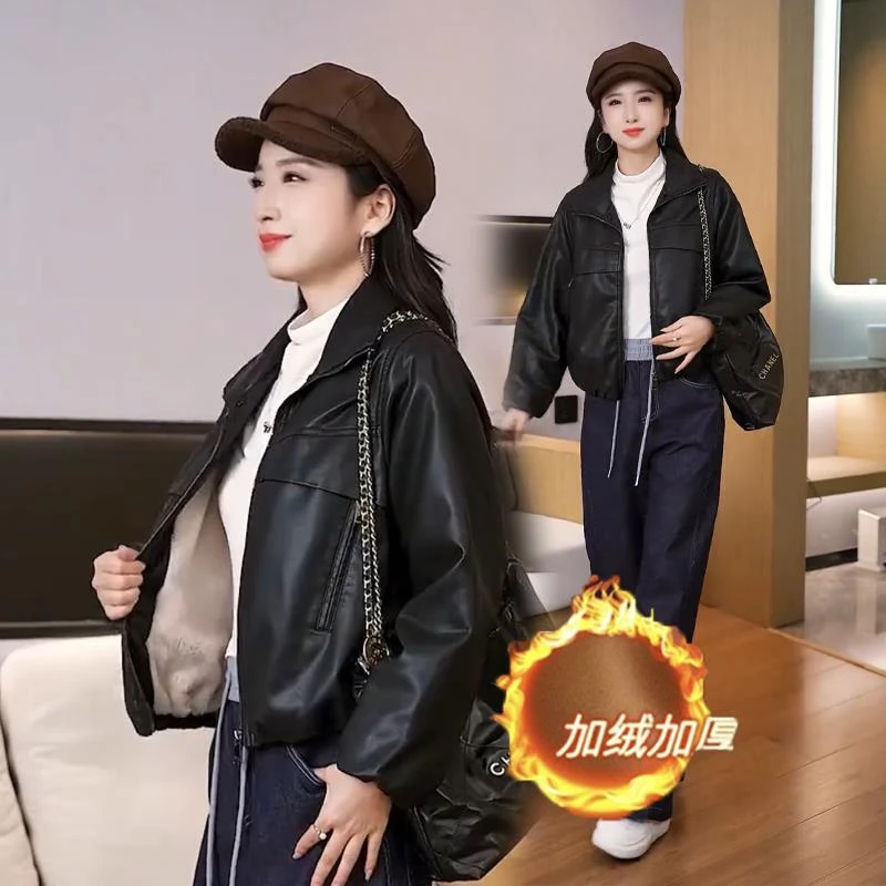 皮衣2025新款今年流行爆款气质高级感洋气加绒加厚冬超火皮上衣