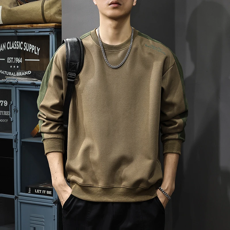 MR.MUDI/穆迪先生秋季新款圆领卫衣男士美式宽松休闲刺绣长袖上衣