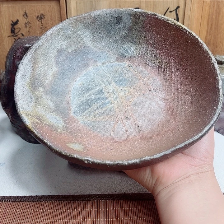 备前烧，香山手捻壶承，