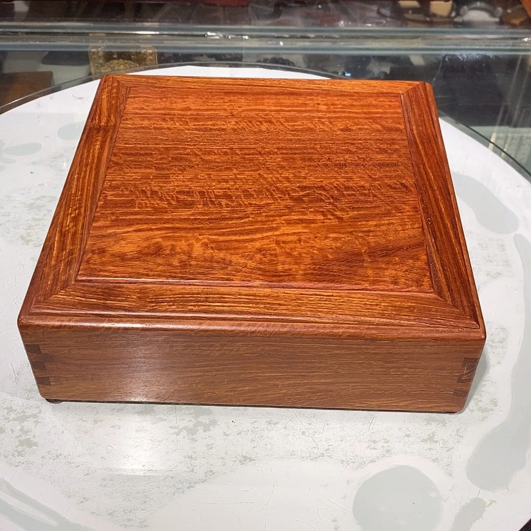 大果紫檀（缅甸花梨）独板双机关盒23/23/7.5