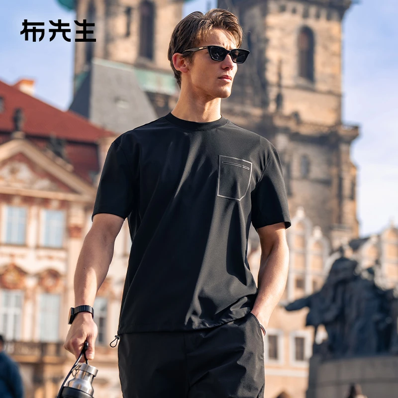 Mr.Bu布先生廓形版华夫格肌理2025初秋男士T恤衫ET16210断码清仓