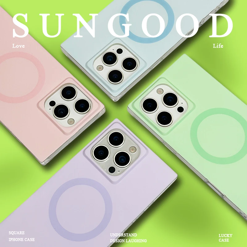 sungood丨原创方形iPhone16Pro Max磁吸手机壳适用15/14/13女神款