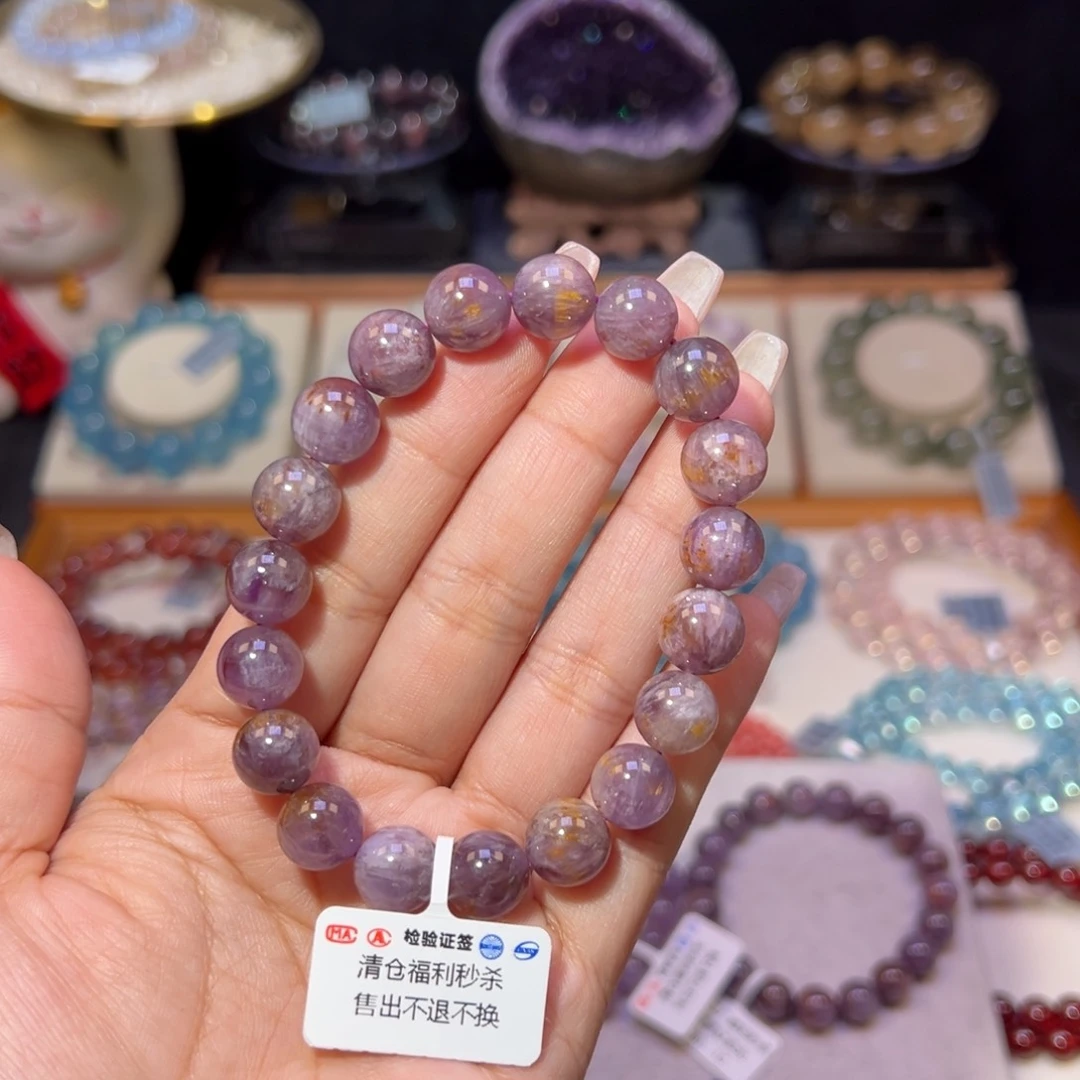 水晶手串未镶嵌宋**?紫钛10.7m m