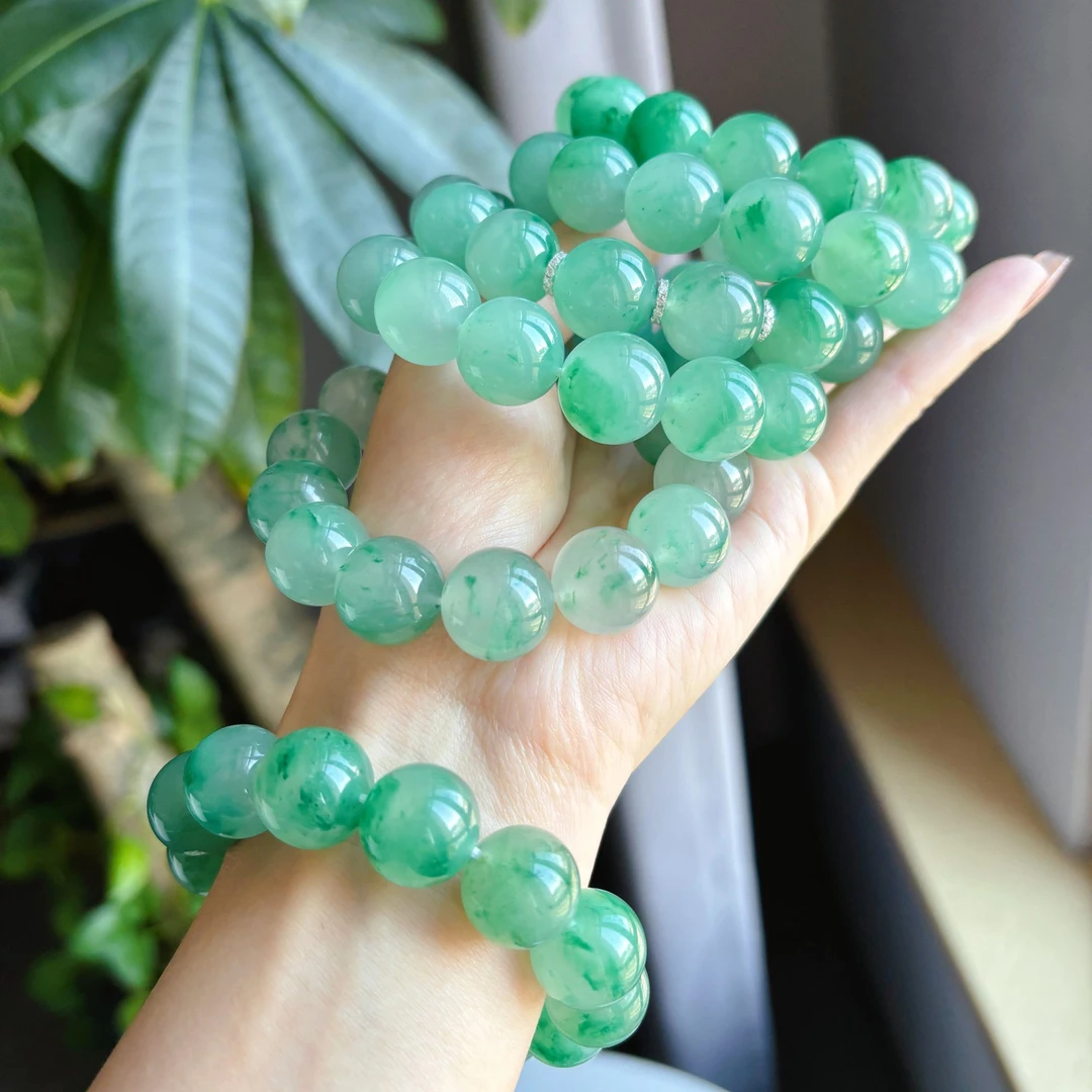 VISING非洲翠独龙玉珠串15-16mm天然石英质玉手串【多样性发其一】