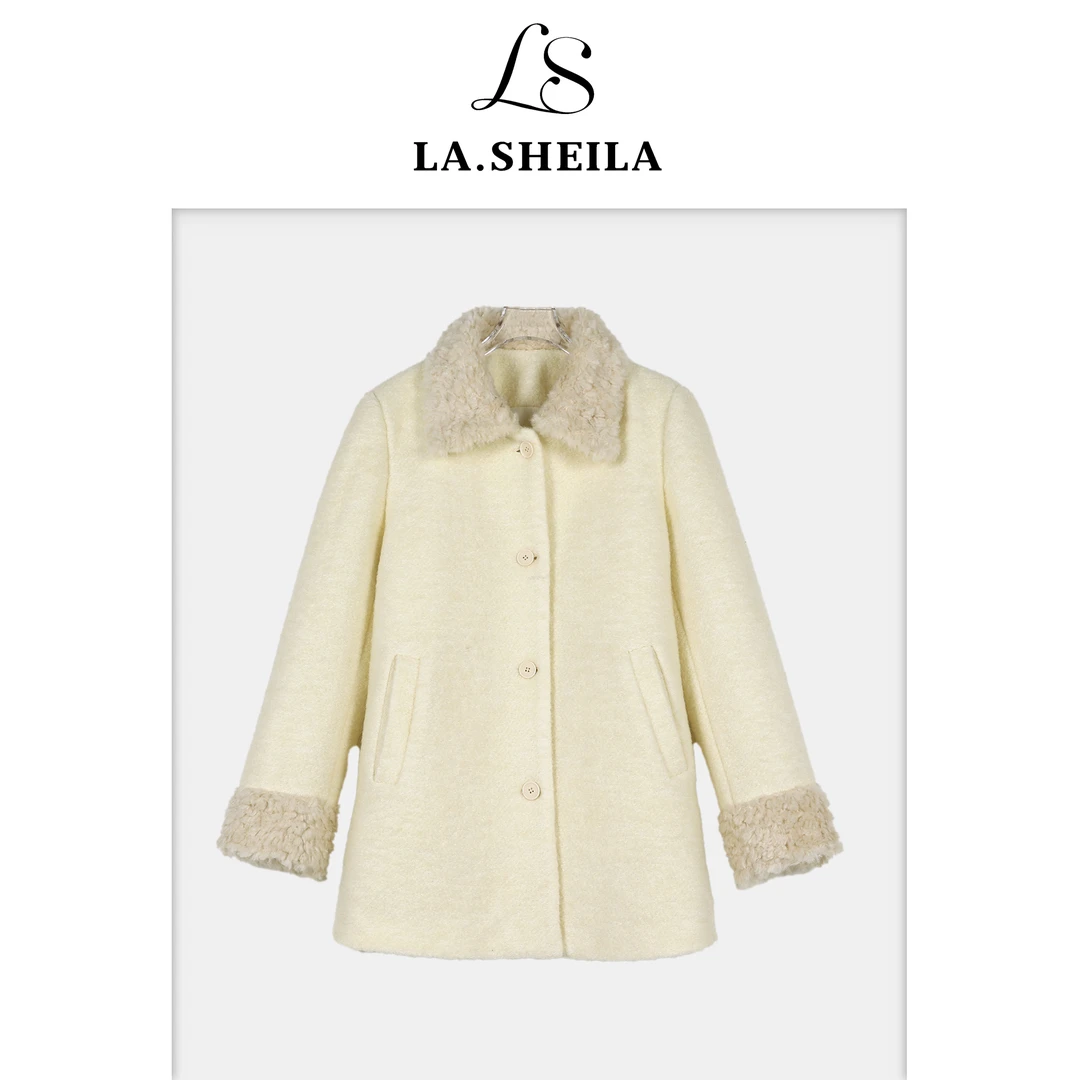 LA.Sheila小香翻领毛绒拼接羽绒服254-YRF/1127-98212