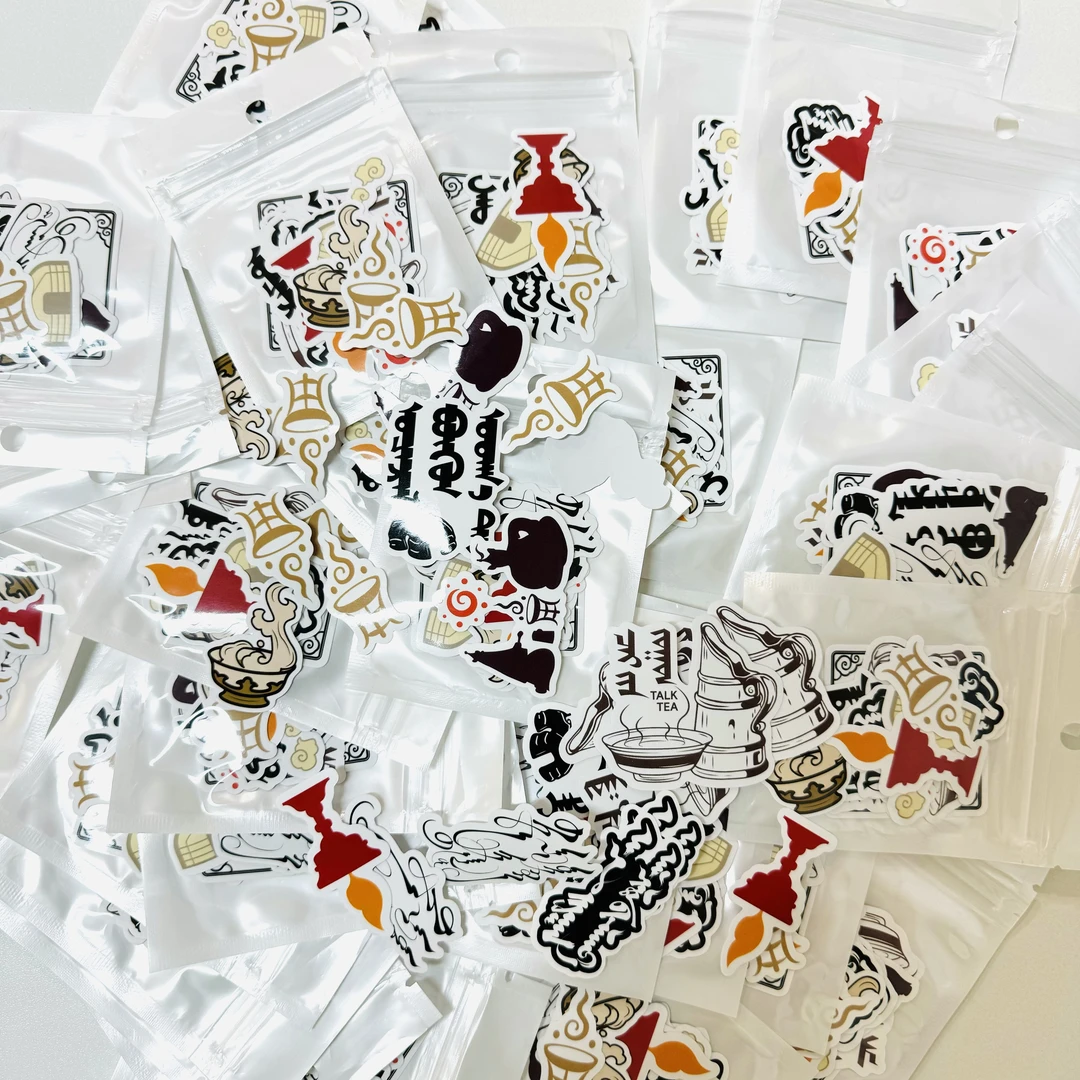 RUMAN·10张不同民族风文字卡通插画贴纸