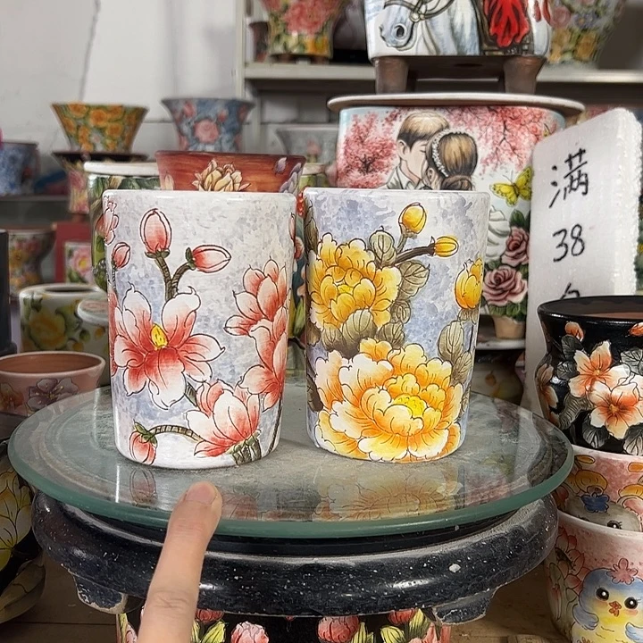 景德镇手绘花盆满38包邮