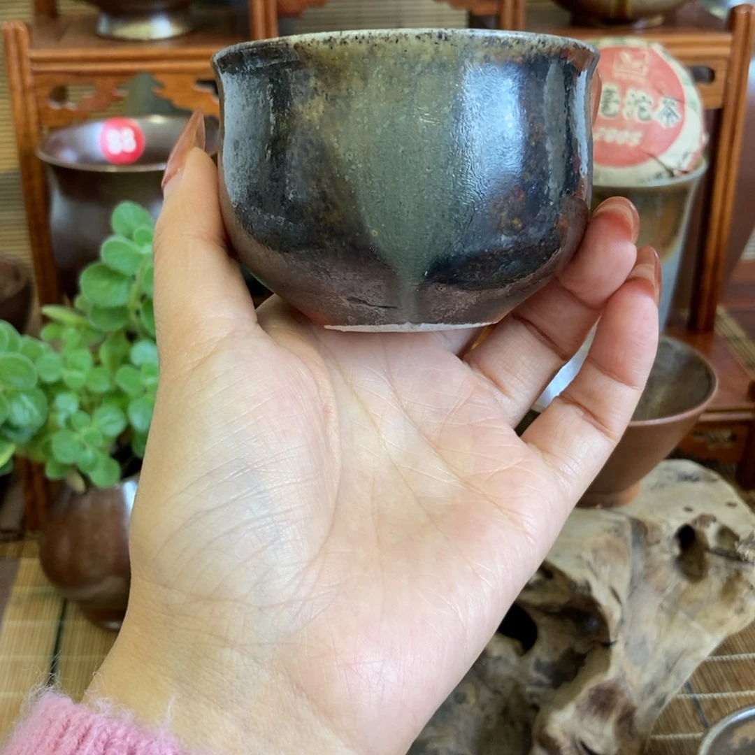 通红柴烧罗汉杯黑色用****6