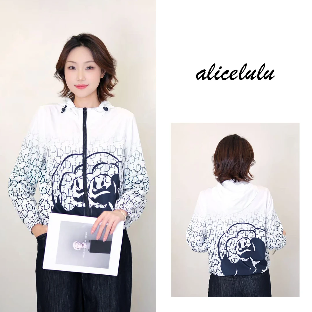 [alicelulu]设计感连帽印花防晒外套宽松显瘦潮流S2143569E