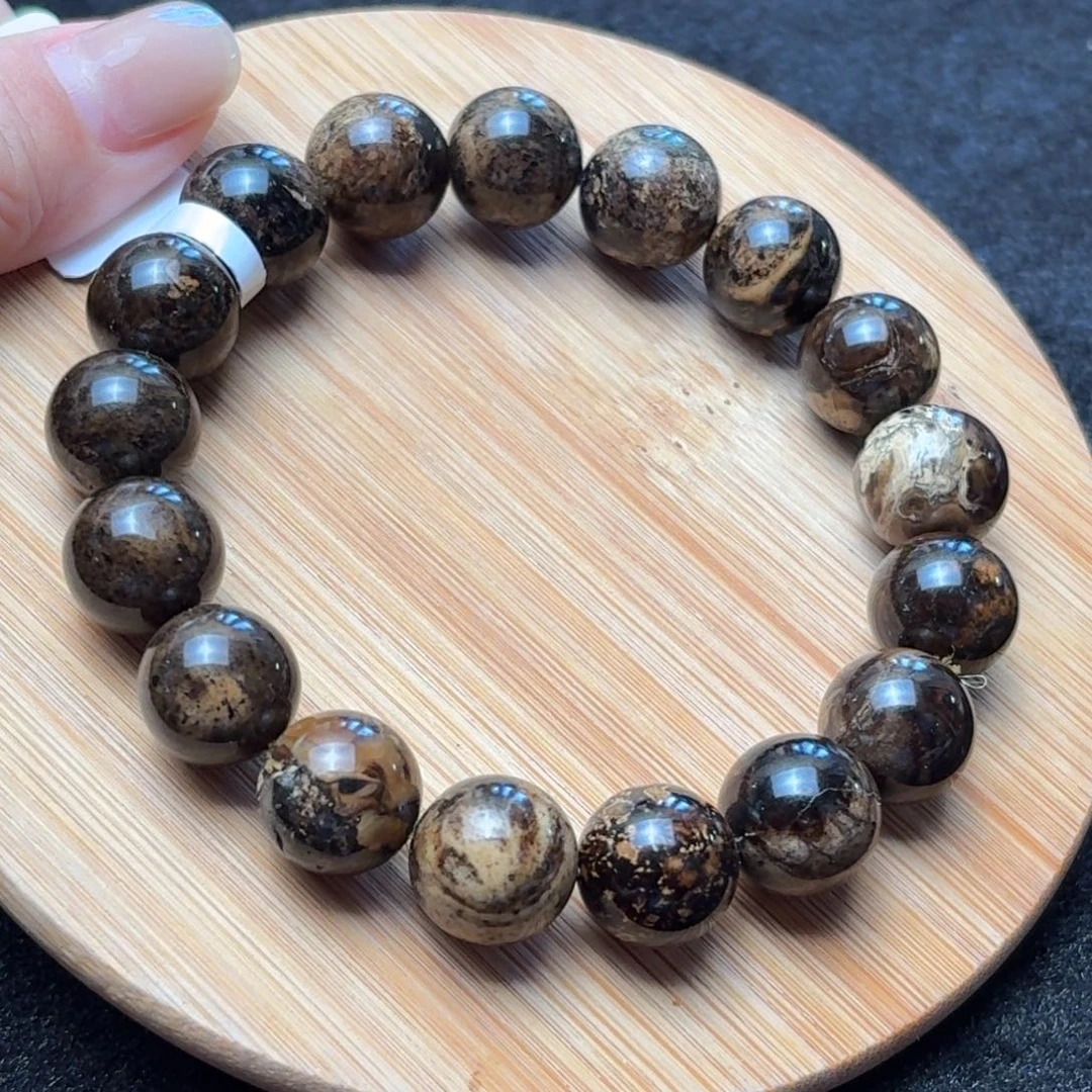 琥珀未镶嵌珠宝奇石12mm芝麻糊妖花根