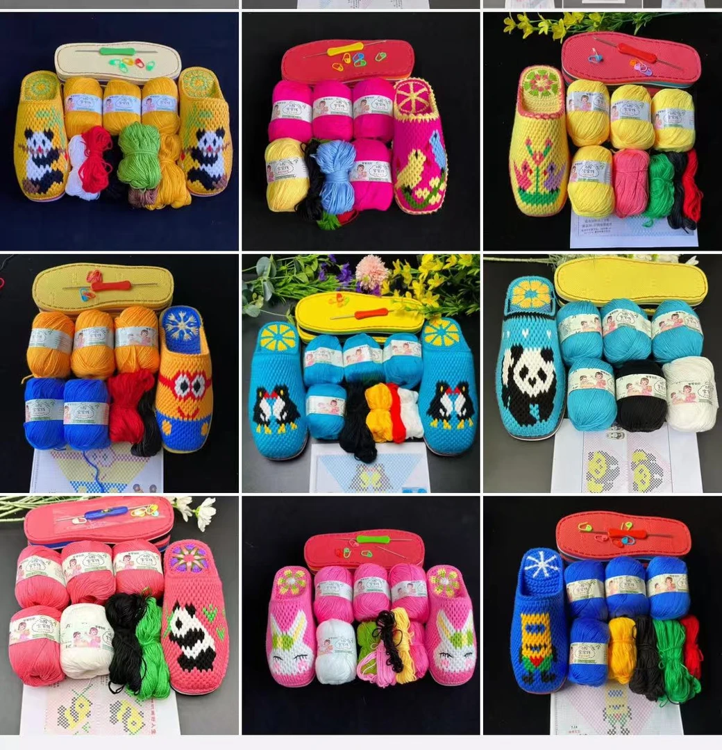 琴琴diy动物款-宝宝线钩编拖鞋材料需要自己钩 送图纸