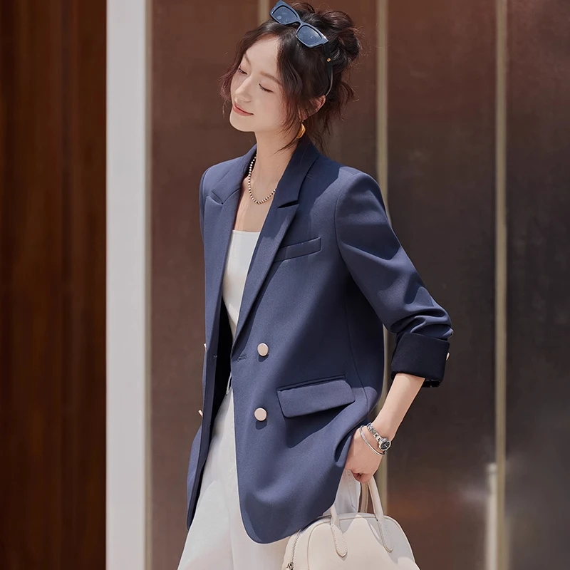 灰色西装外套女2025新款秋季高级感气质休闲小个子女士小西服上衣