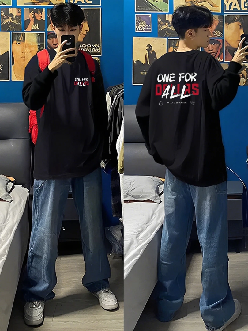 【重磅纯棉】春秋美式长袖T恤高街百搭潮流男秋季基础上衣打底衫