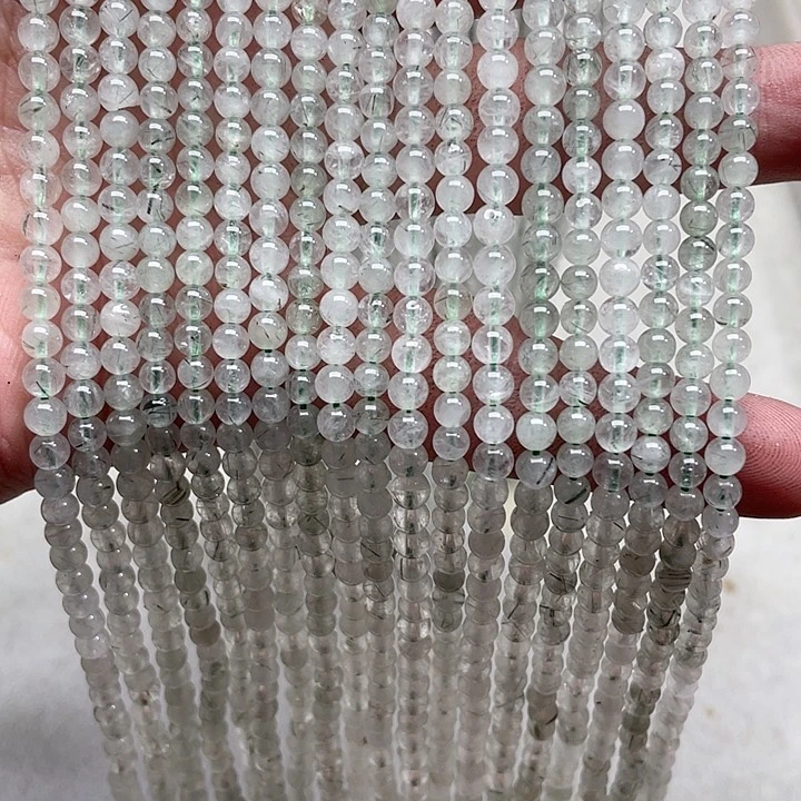 玛瑙/玉髓珠宝半成品未镶嵌一条4mm绿发晶