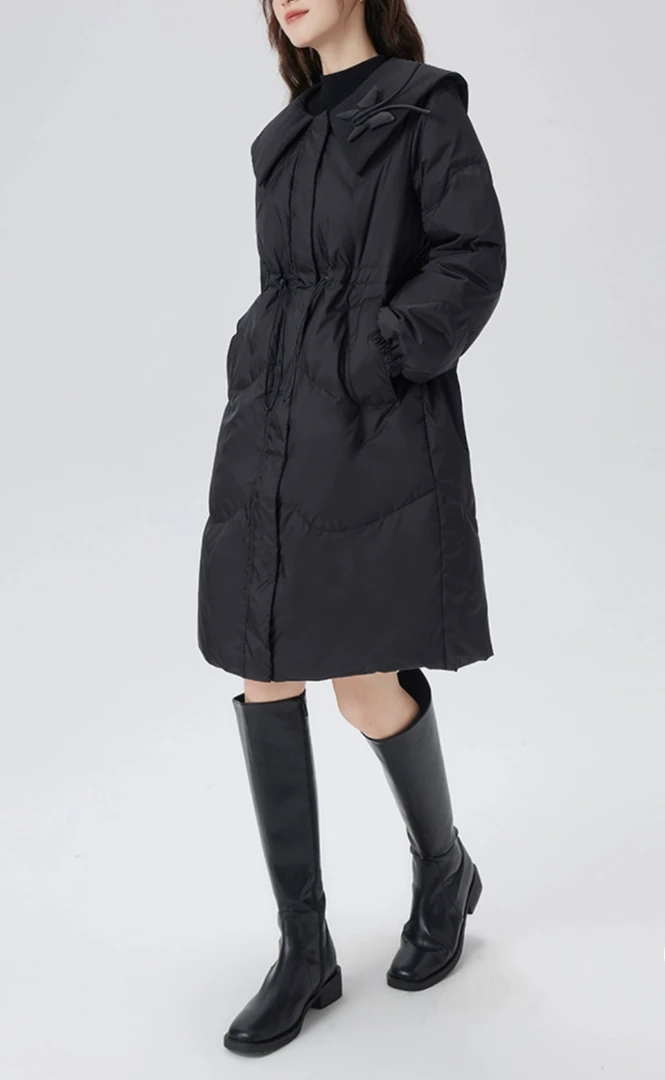小小羽绒服女冬季中长款翻领新款加厚轻奢小个子外套2226