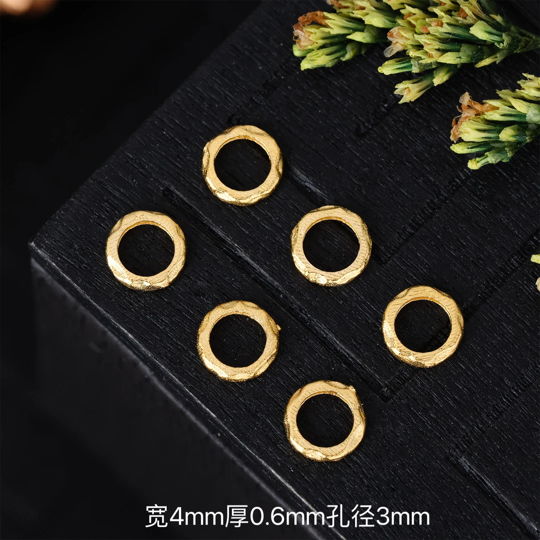 【来福工厂】18k金实心金4mm盘缠隔片卡环垫片编绳珠串配饰配件