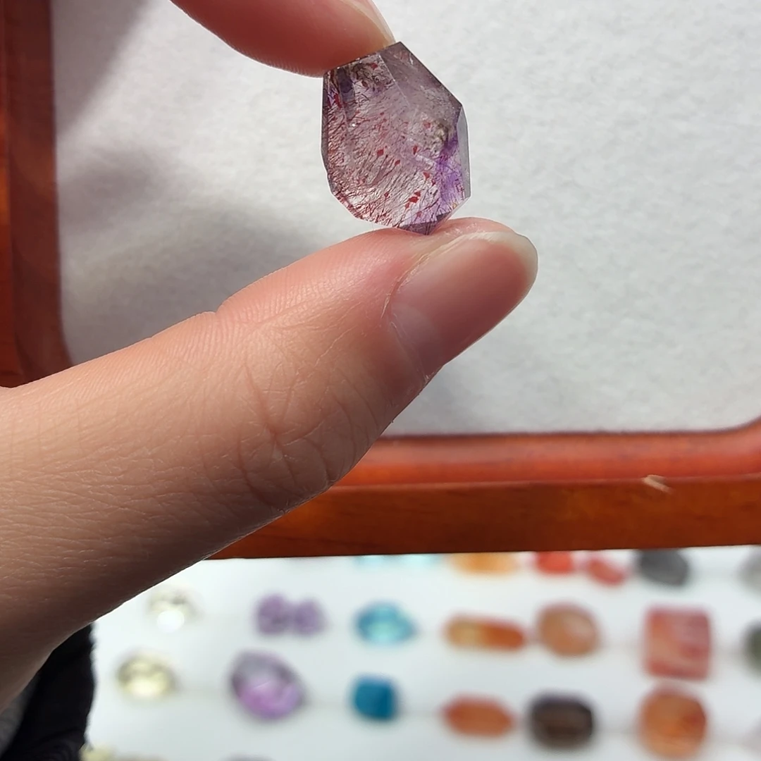 珠宝半成品银S925镶嵌水晶紫超七随型