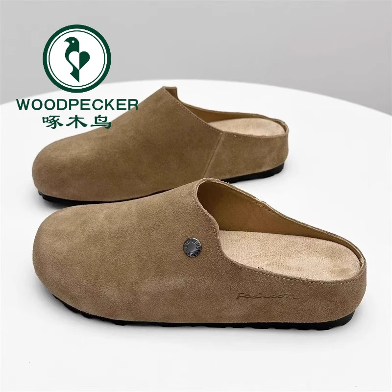 啄木鸟软底不累脚百搭勃肯鞋女2025新款春季半拖女款包头拖博肯鞋