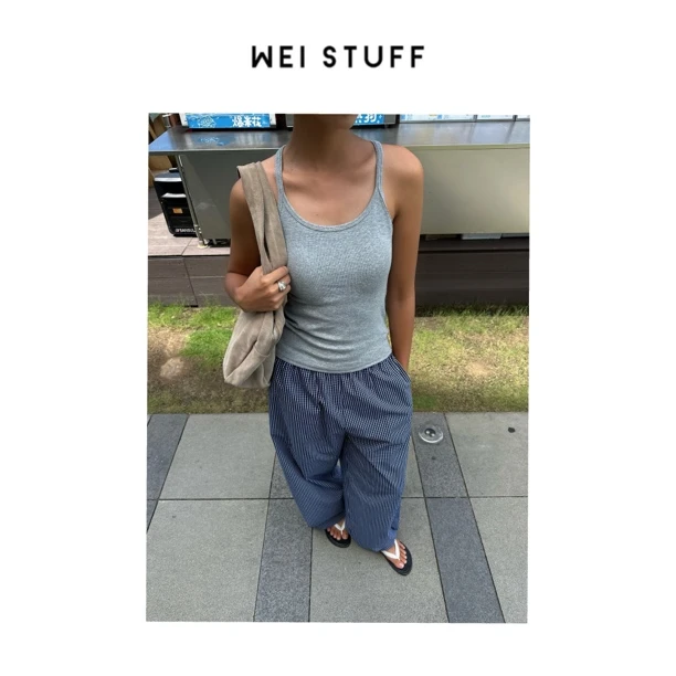 WEI STUFF “极简穿搭” 时尚百搭带胸垫休闲三色背心 9584.
