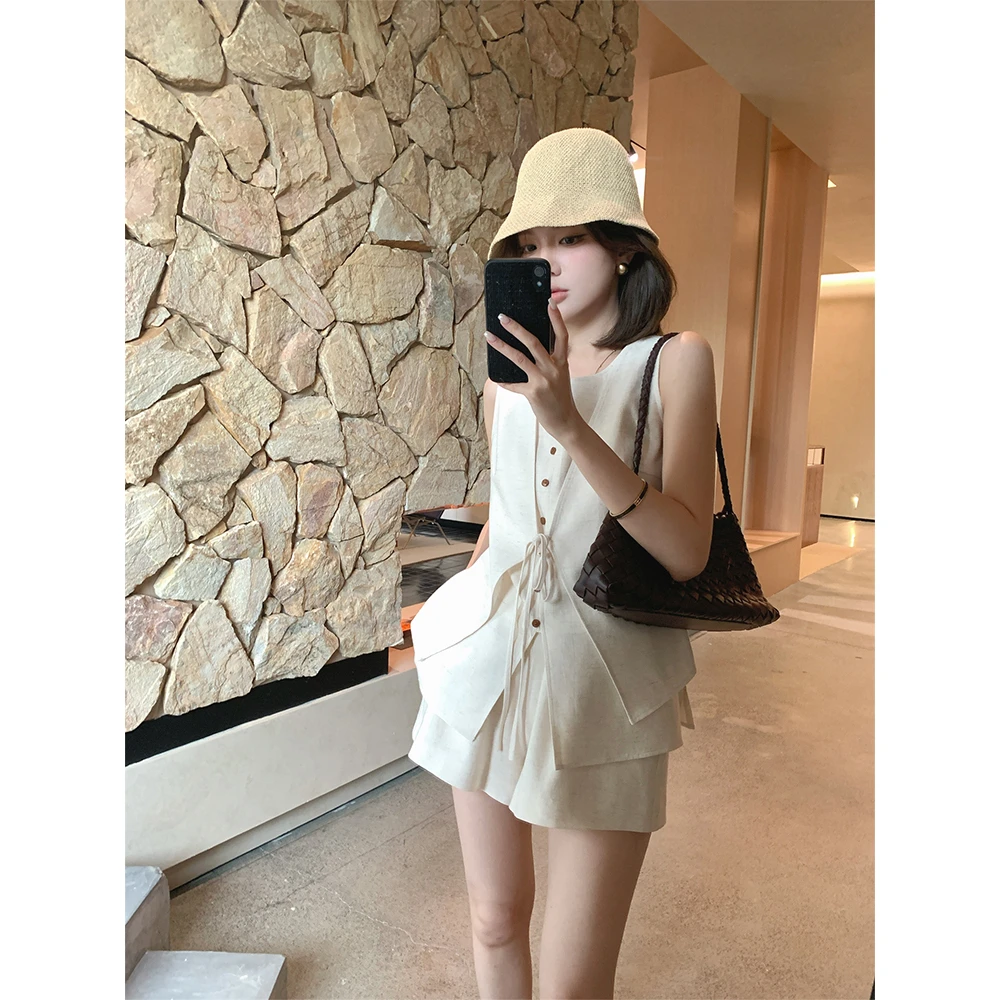夏季老钱风气质时尚上衣短裤两件套套装女