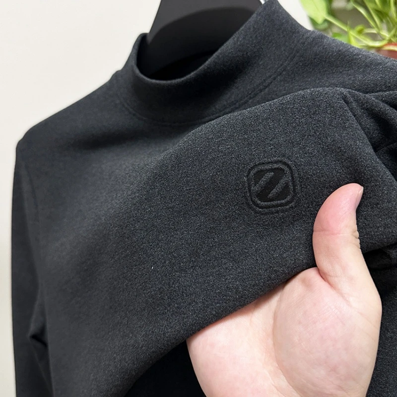 CATIA SELI德绒磨毛男士半高领加厚卫衣保暖双面绒内搭长袖t恤